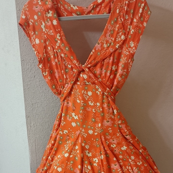 Free People Orange Halter Sundress Casual Resort Wear - Picture 1 of 5